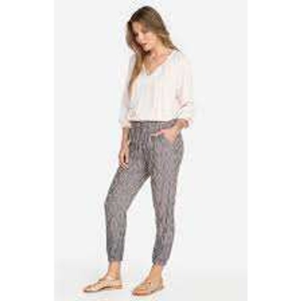 Johnny Was Pete Greta Womens Gray Jogger Pants Embroidered Casual Boho Indie